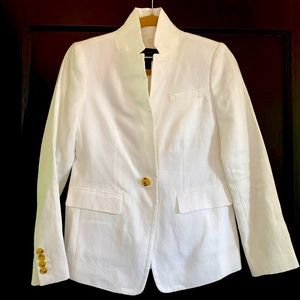 J Crew White Linen Regent Blazer Size 4P NWOT
